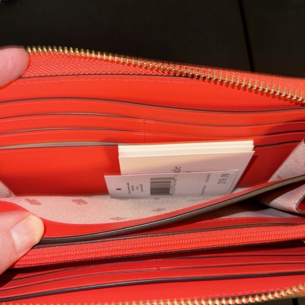 Kate Spade, $220 Rtl, Geranium Frannie Lg Zip Around Wallet, NWT, Gorgeous Color - Picture 8 of 13